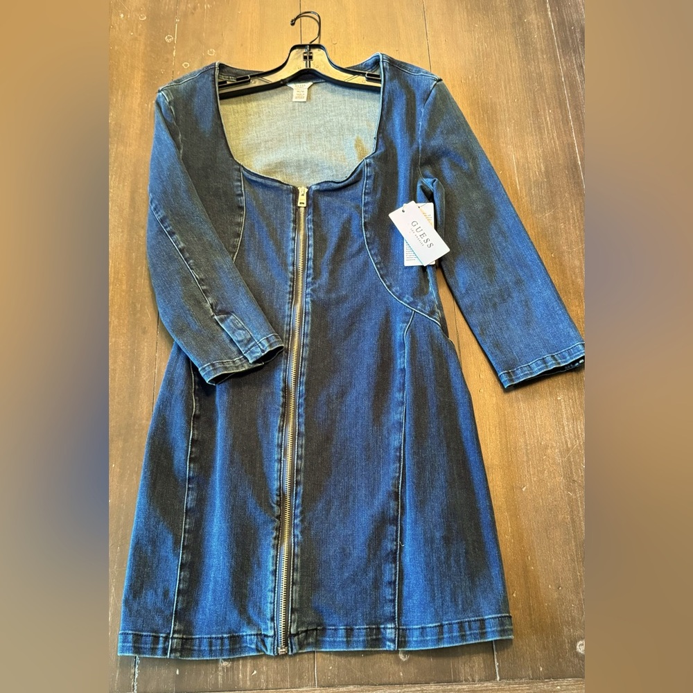 Guess denim dress, size M, zipper in front